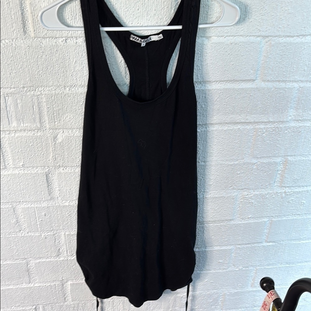 Pam & Gela Cinch Cotton Mini Black Dress sz S